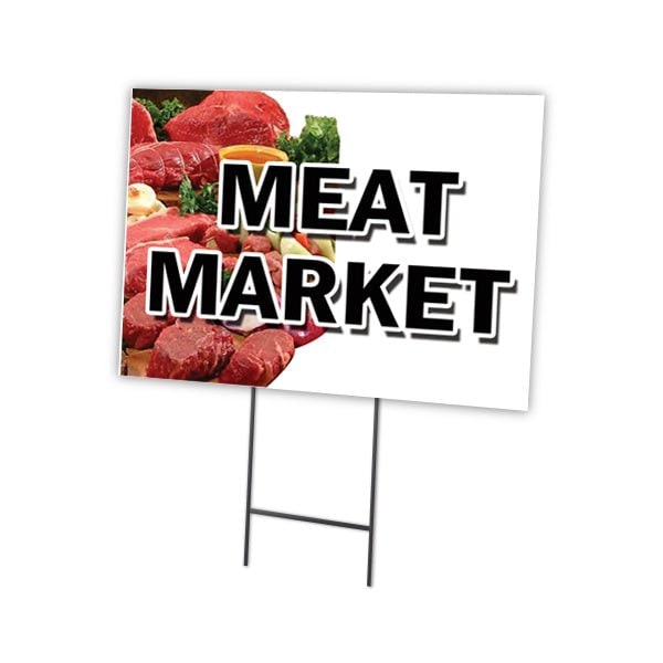 Signmission Meat Market Yard Sign & Stake outdoor plastic coroplast window, C-1216-DS-Meat Market C-1216-DS-Meat Market - main